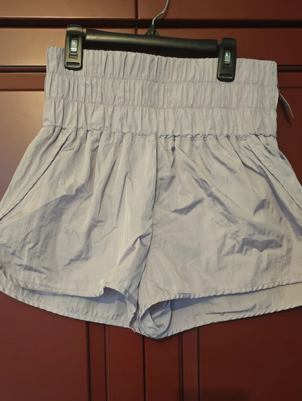 Free People High-Waist Smocked Shorts in Light Lavender